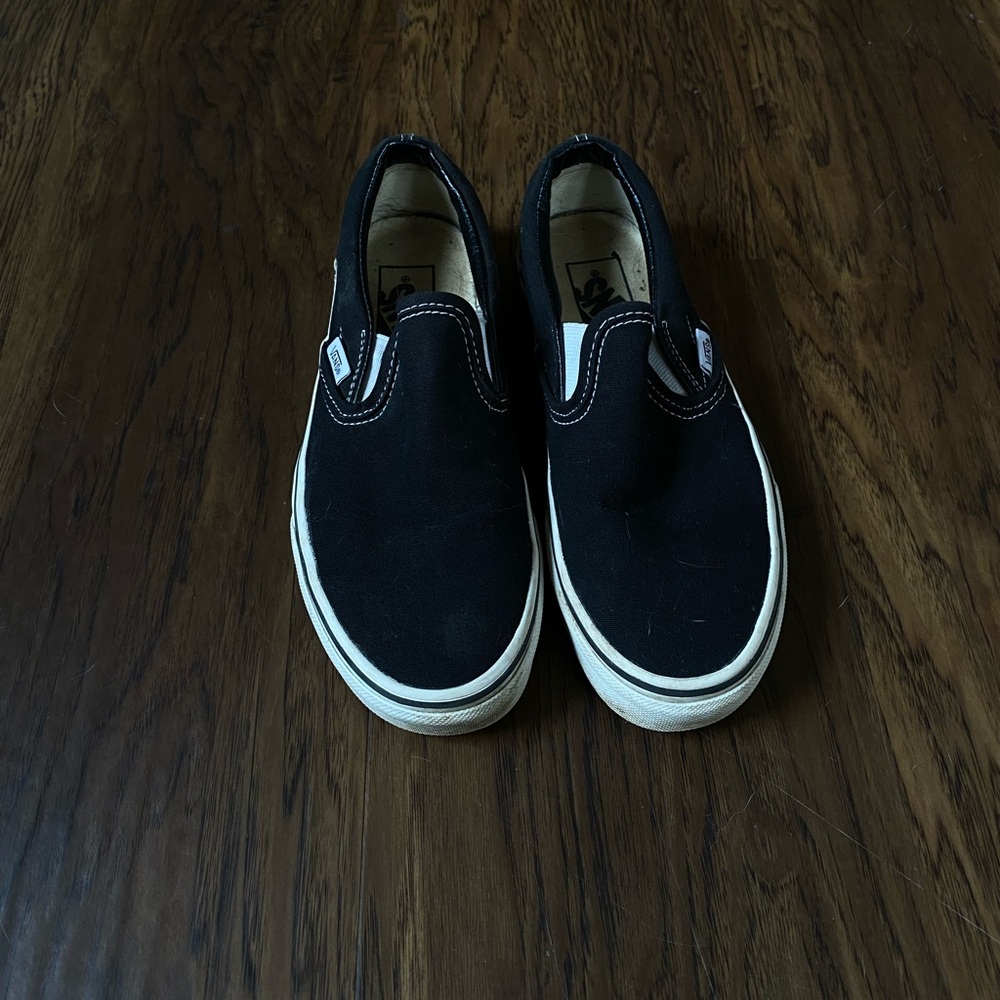 Black vans low top slip on shoes